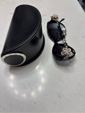 Bulgari Black Crystal Flower Sunglasses